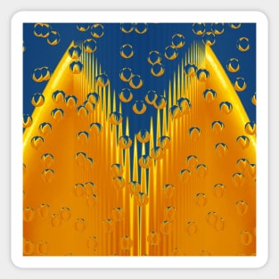 MUCH NEEDED RAİN. Abstract futuristic symmetrical design in vivid yellow and bright blue Sticker